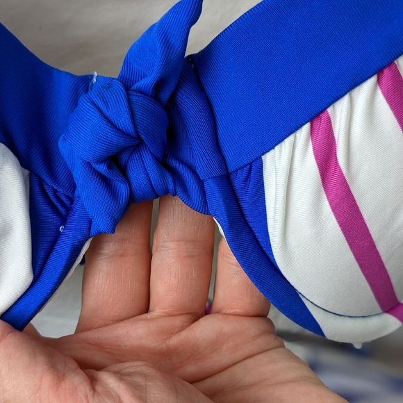 ☀️Liz Claiborne NWT bikini top 12 striped blue - Picture 4 of 16
